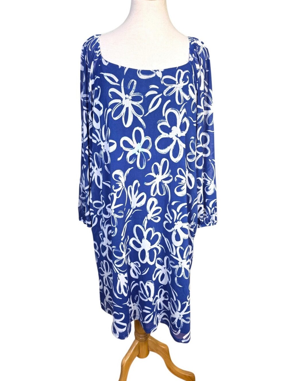 Harper 241 Lightweight Stretch Blue & White Dress Size XL